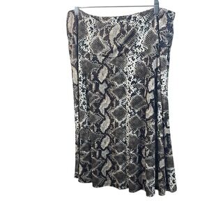 Snakeskin Print‎ Midi Skirt Animal Print Neutral Tones